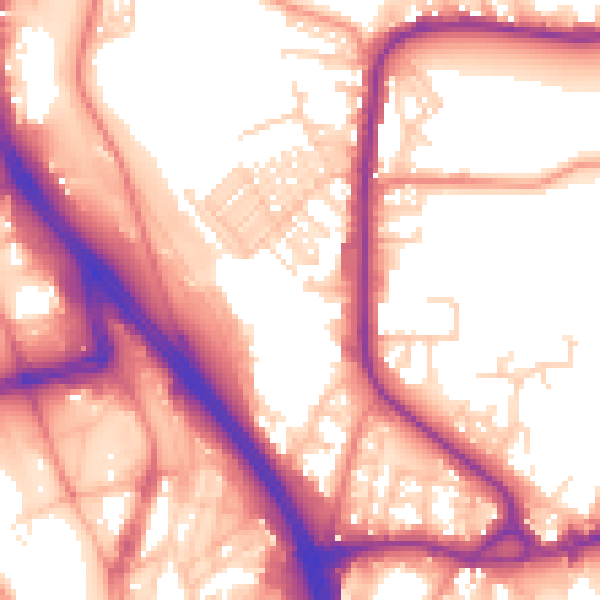 Daytime road noise heatmap for BD3 0DZ