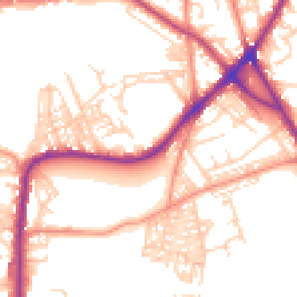 Daytime road noise heatmap for BD3 0EG