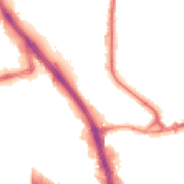 Night-time road noise heatmap for BD3 0EL
