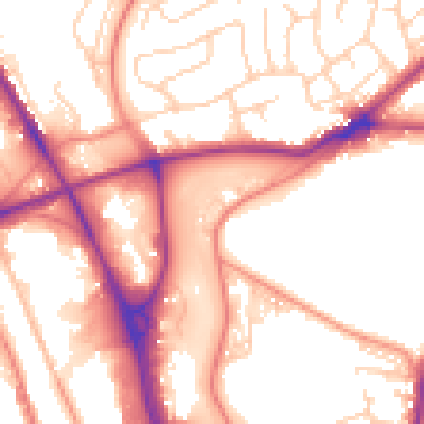 Daytime road noise heatmap for BD3 0FA