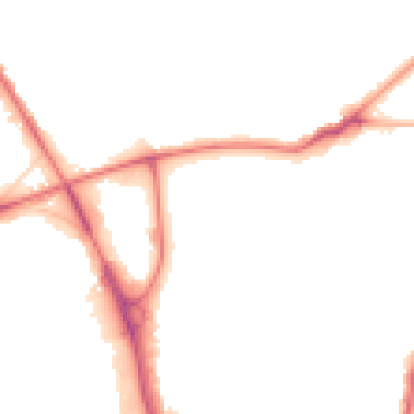 Night-time road noise heatmap for BD3 0FA