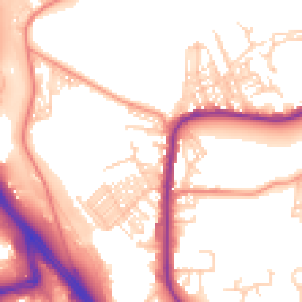 Daytime road noise heatmap for BD3 0JG