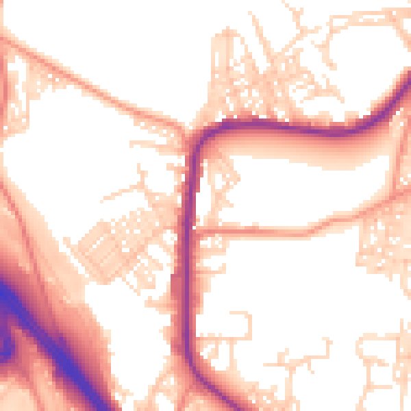 Daytime road noise heatmap for BD3 0JS