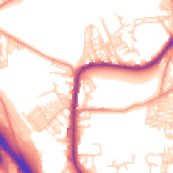 Daytime road noise heatmap for BD3 0JU