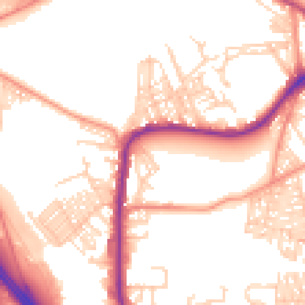 Daytime road noise heatmap for BD3 0JX