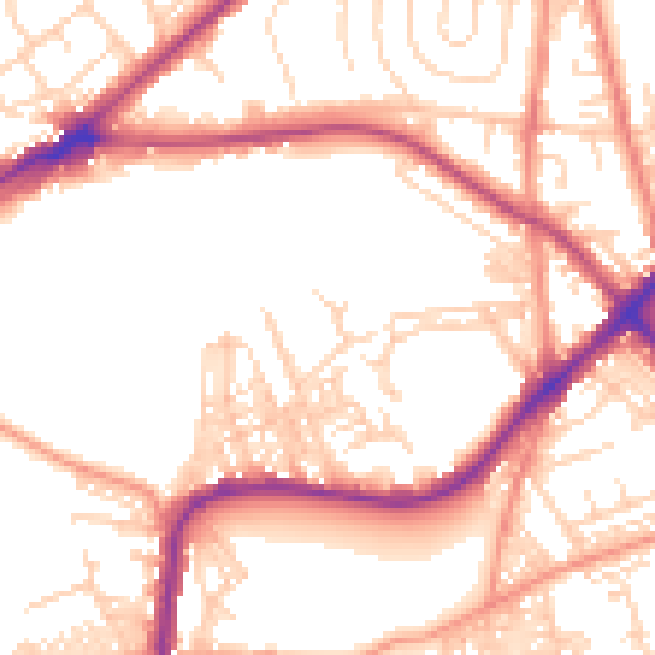 Daytime road noise heatmap for BD3 0LF