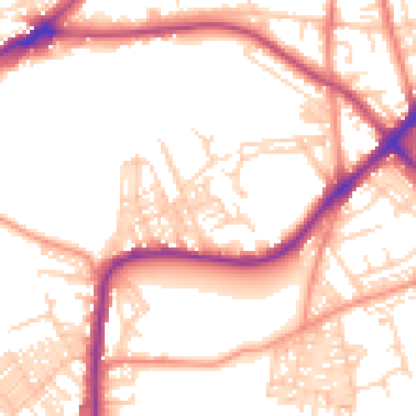 Daytime road noise heatmap for BD3 0LH