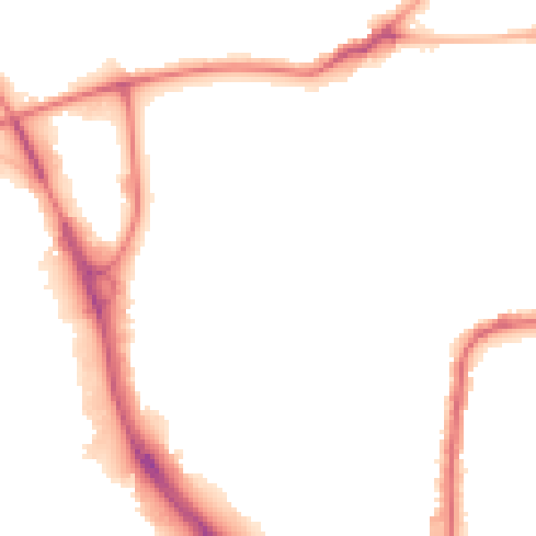 Night-time road noise heatmap for BD3 0LY