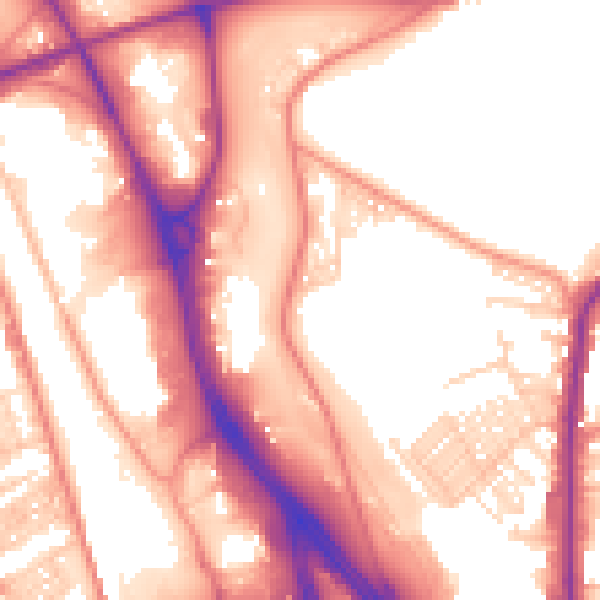 Daytime road noise heatmap for BD3 0NE