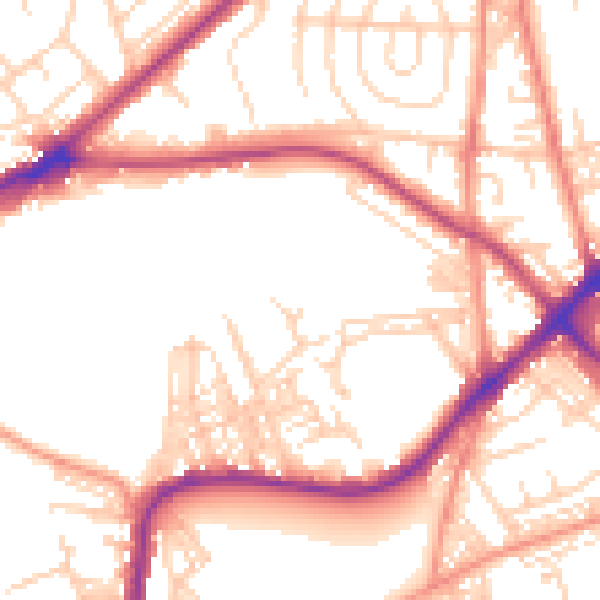 Daytime road noise heatmap for BD3 0PE
