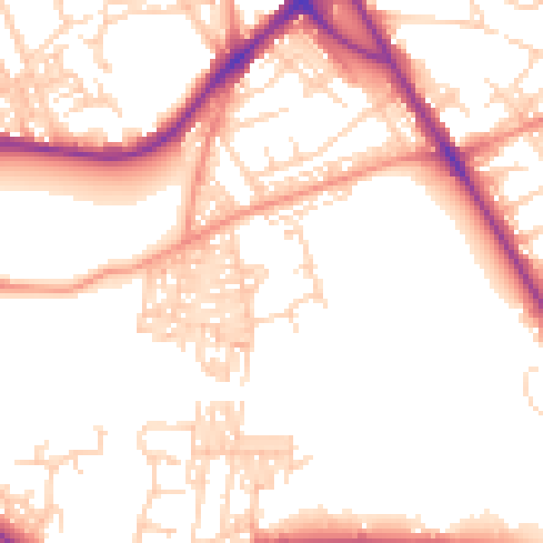 Daytime road noise heatmap for BD3 0PN