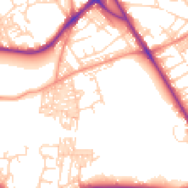 Daytime road noise heatmap for BD3 0PQ