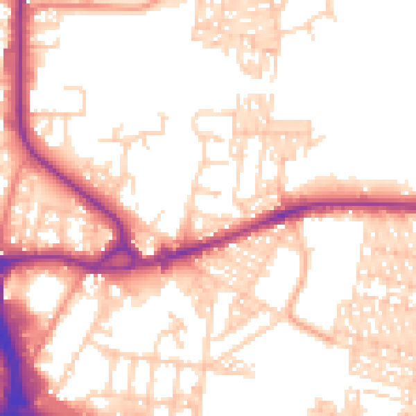 Daytime road noise heatmap for BD3 0SH