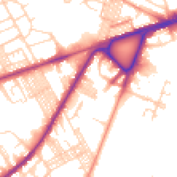 Daytime road noise heatmap for BD3 7AD