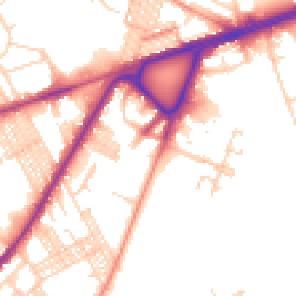 Daytime road noise heatmap for BD3 7AJ