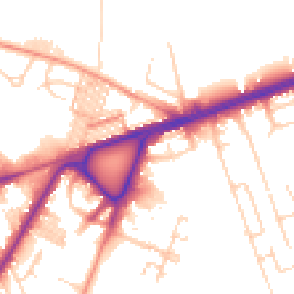 Daytime road noise heatmap for BD3 7AX