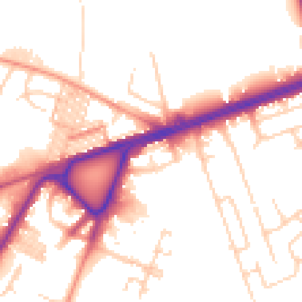 Daytime road noise heatmap for BD3 7BG