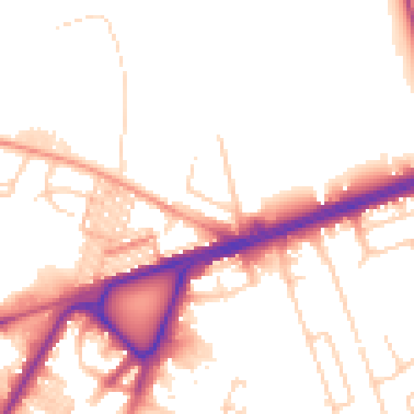 Daytime road noise heatmap for BD3 7DH