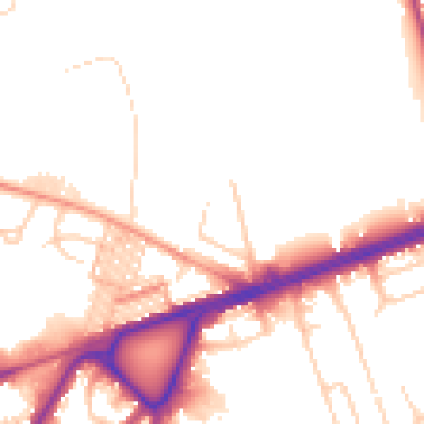 Daytime road noise heatmap for BD3 7DJ