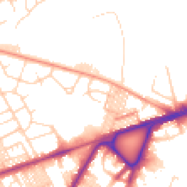 Daytime road noise heatmap for BD3 7DU