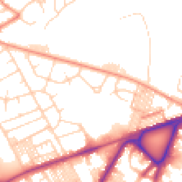 Daytime road noise heatmap for BD3 7DY