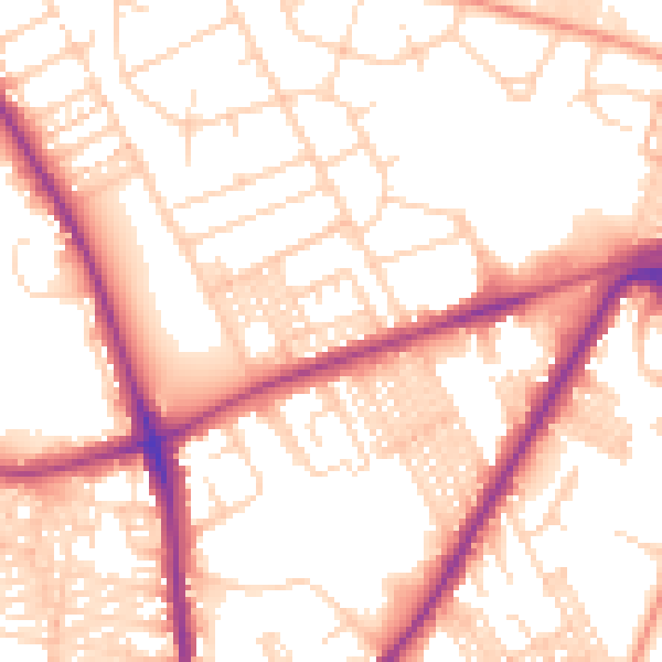 Daytime road noise heatmap for BD3 7EJ