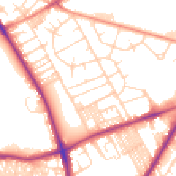 Daytime road noise heatmap for BD3 7ET