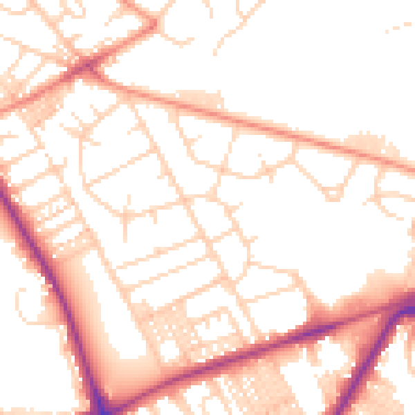 Daytime road noise heatmap for BD3 7EX