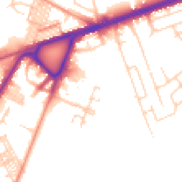Daytime road noise heatmap for BD3 7FD