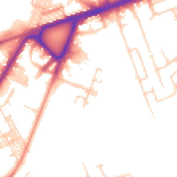 Daytime road noise heatmap for BD3 7FE