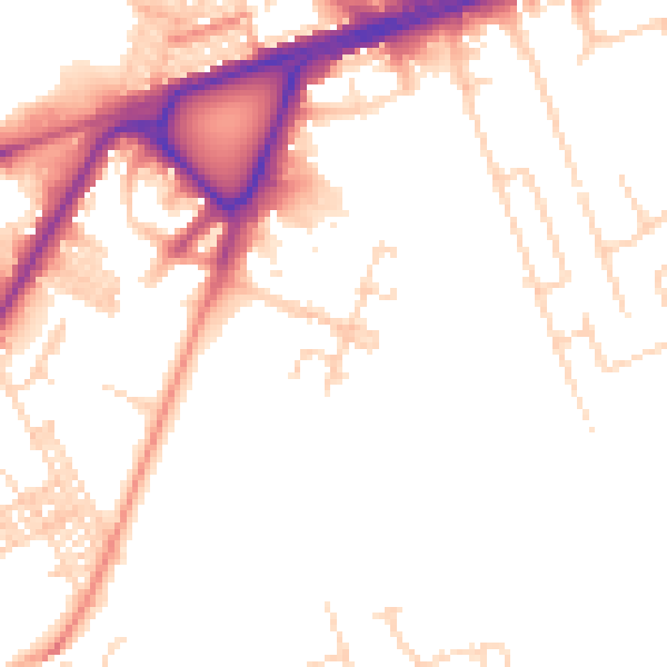 Daytime road noise heatmap for BD3 7FF