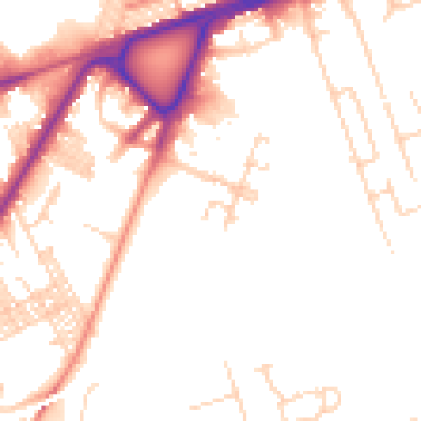 Daytime road noise heatmap for BD3 7FH