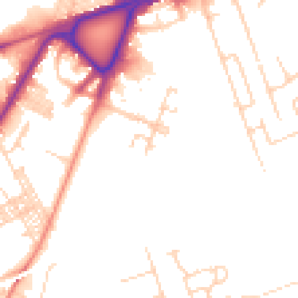 Daytime road noise heatmap for BD3 7FJ