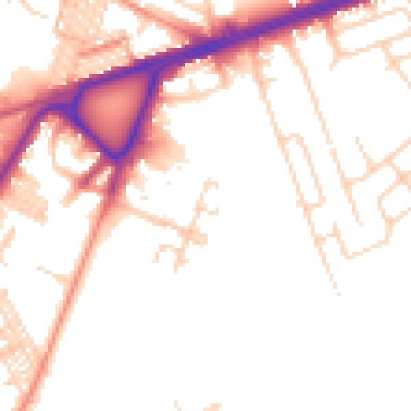 Daytime road noise heatmap for BD3 7FN