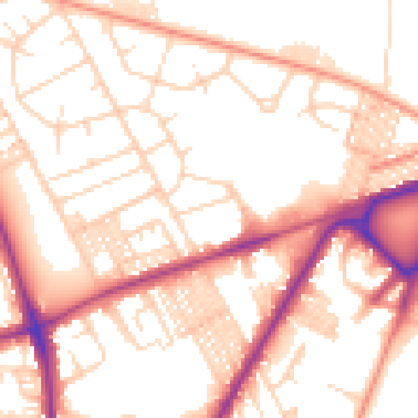 Daytime road noise heatmap for BD3 7HT