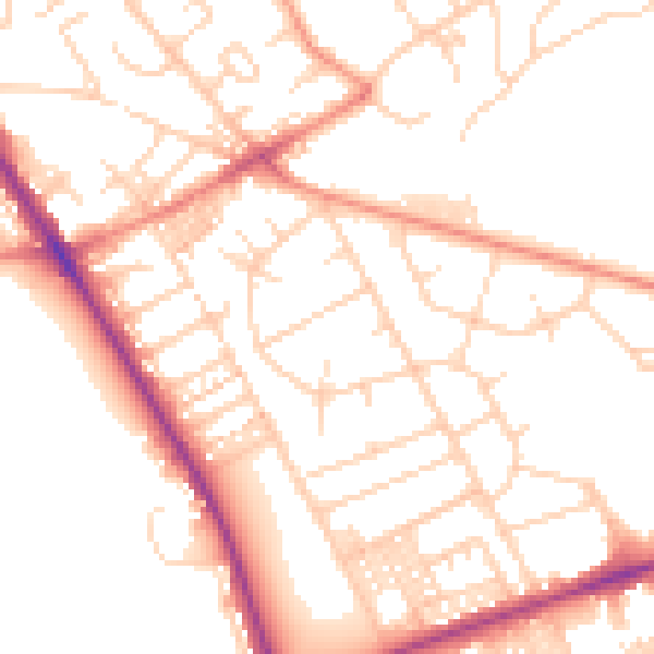 Daytime road noise heatmap for BD3 7LJ