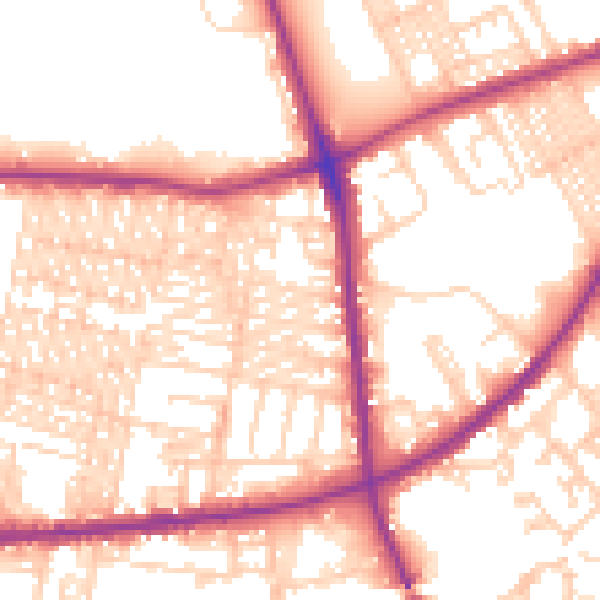 Daytime road noise heatmap for BD3 8AE