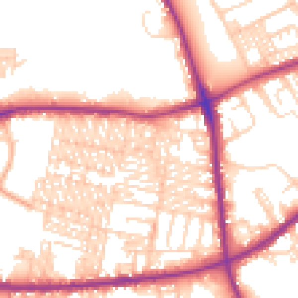 Daytime road noise heatmap for BD3 8AH