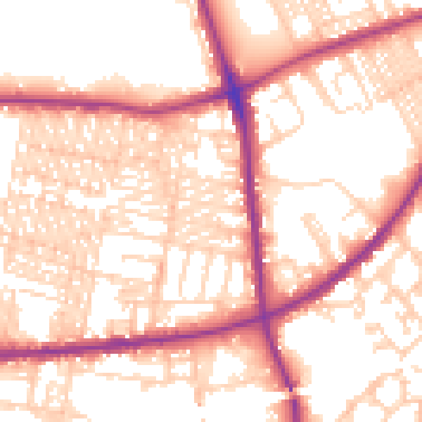 Daytime road noise heatmap for BD3 8AP