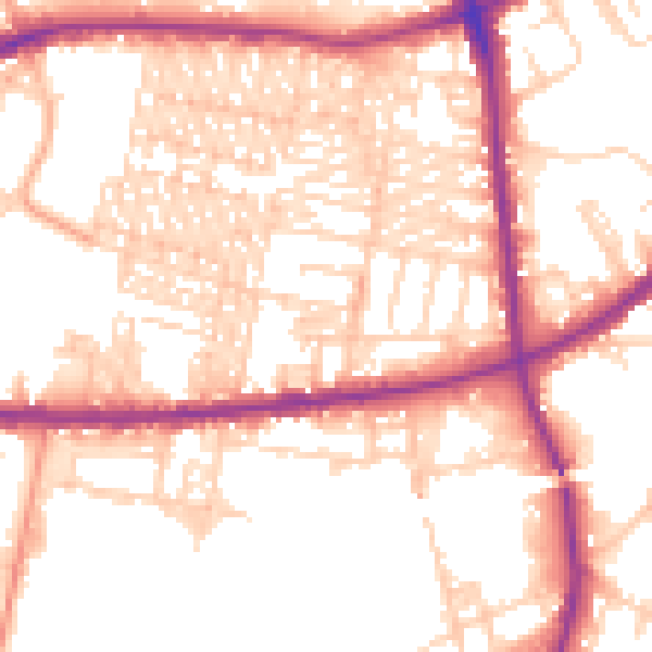 Daytime road noise heatmap for BD3 8BD
