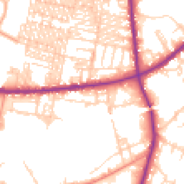Daytime road noise heatmap for BD3 8PR