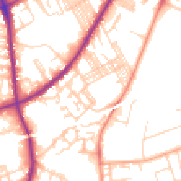 Daytime road noise heatmap for BD3 8PS