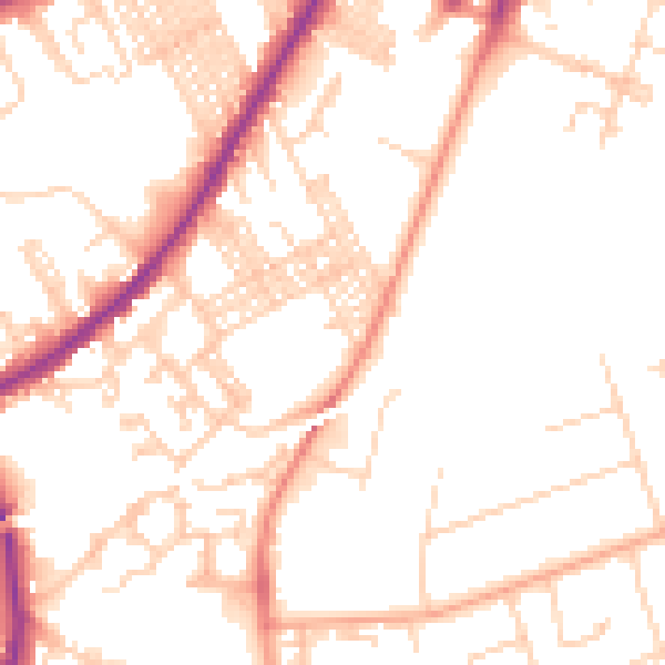 Daytime road noise heatmap for BD3 8QB