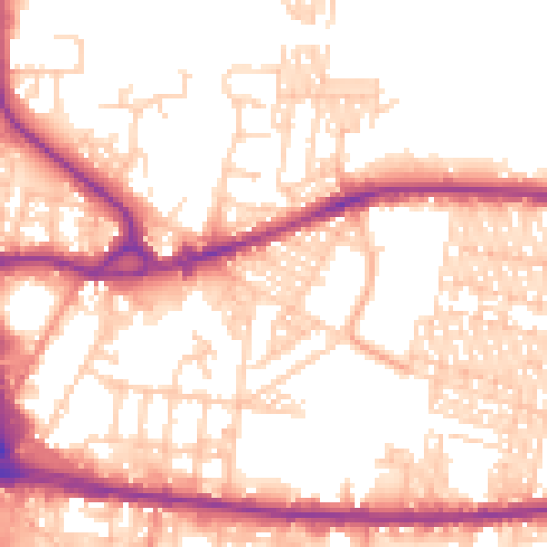 Daytime road noise heatmap for BD3 9DA