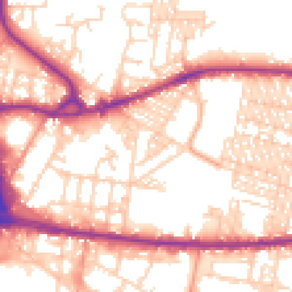 Daytime road noise heatmap for BD3 9DR