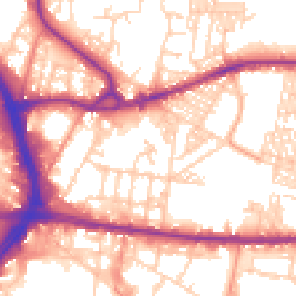 Daytime road noise heatmap for BD3 9EZ
