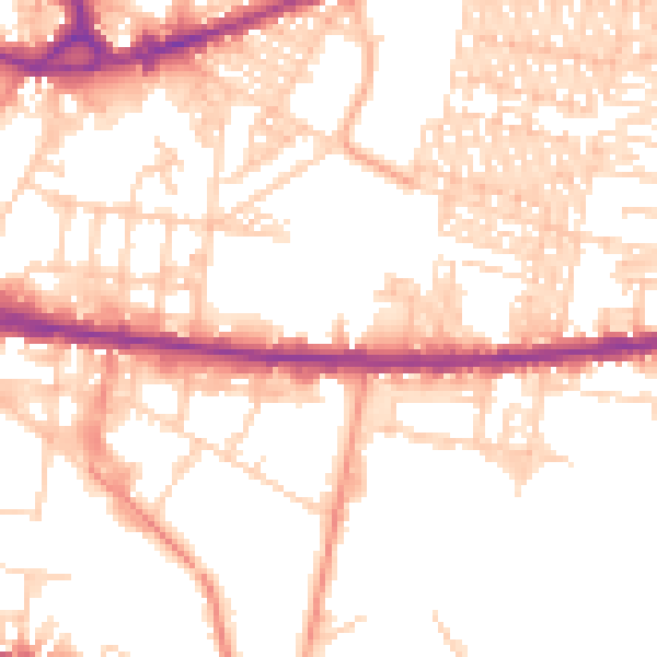 Daytime road noise heatmap for BD3 9LX