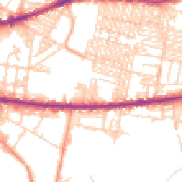 Daytime road noise heatmap for BD3 9NB