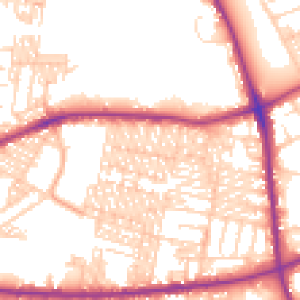 Daytime road noise heatmap for BD3 9NT