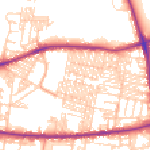 Daytime road noise heatmap for BD3 9NX